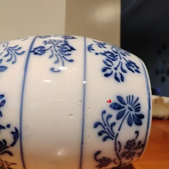 Vintage Germany Porcelain Blue Onion Rice & Barley Canisters No Lids Set of 2 - Picture 5 of 9